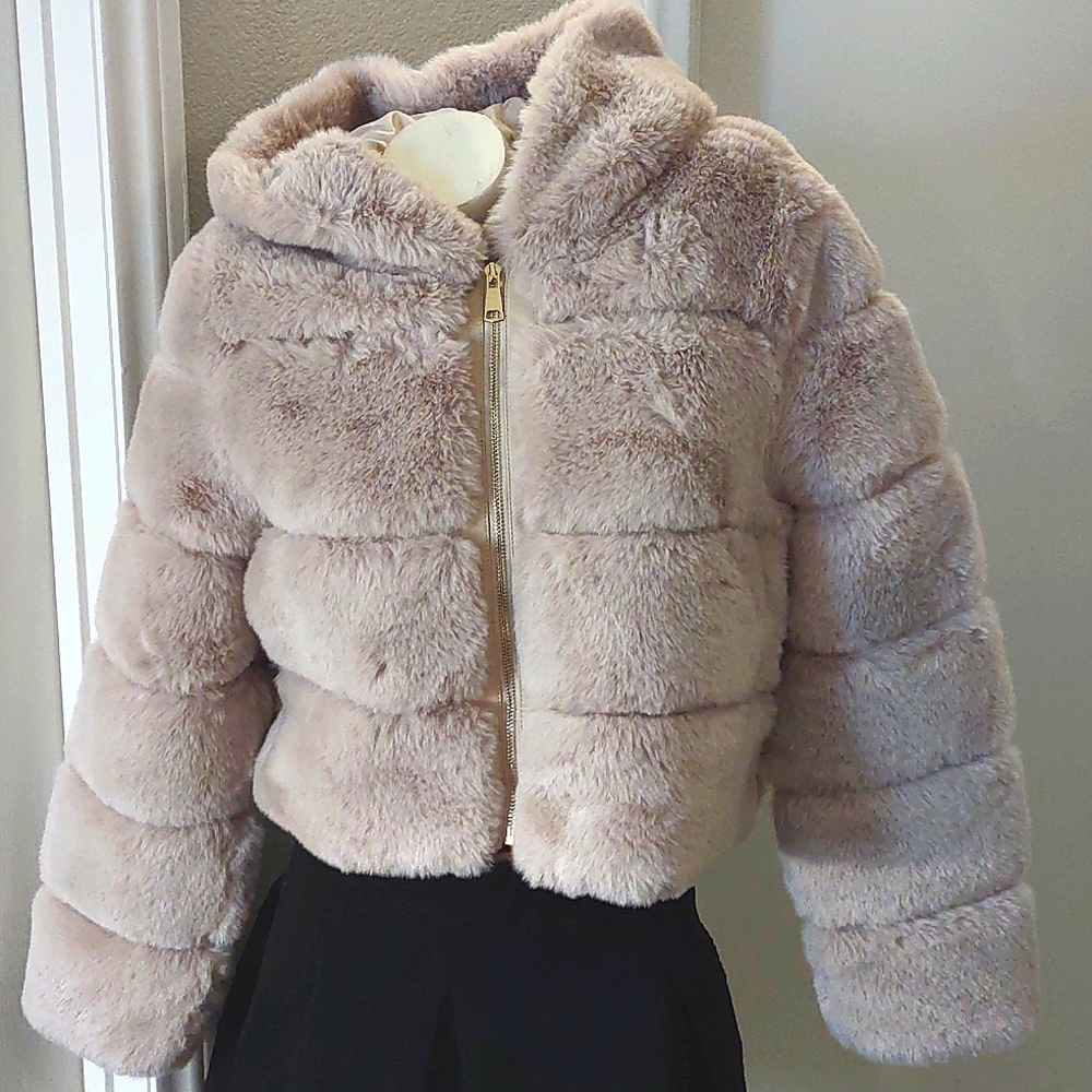 AZ Beige Faux Fur Jacket